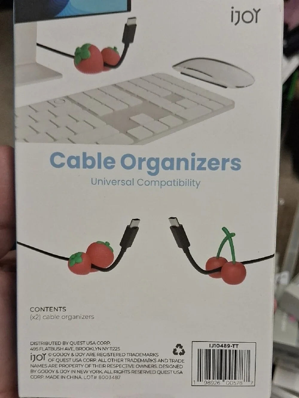 Cherry-Shaped Cable Organizers — Red Cable Holders (Set of 2)